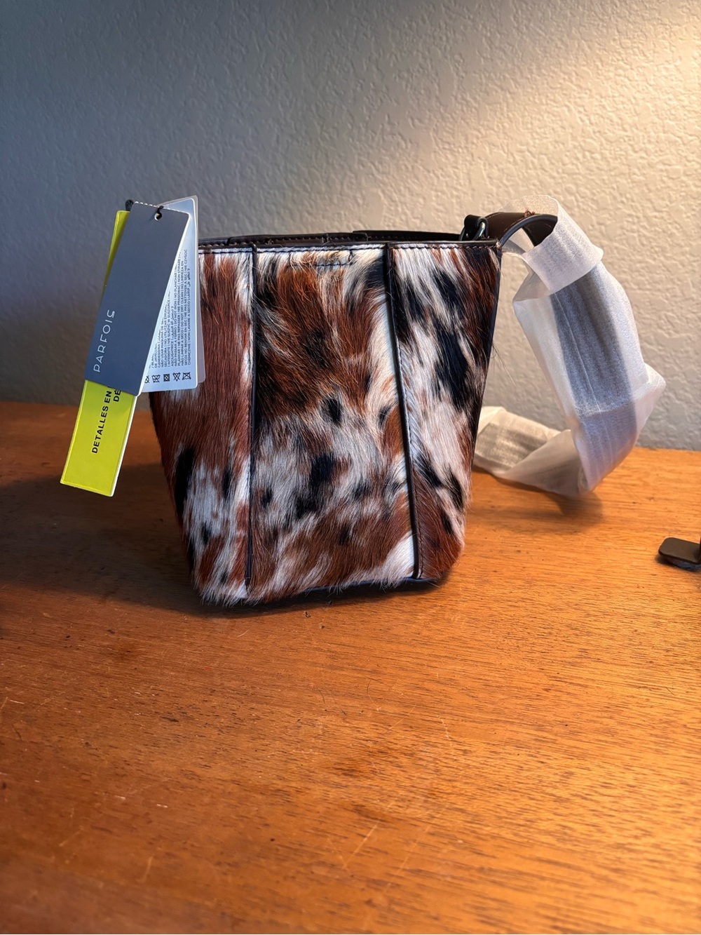 Parfois Faux Fur Crossbody with Leather Details